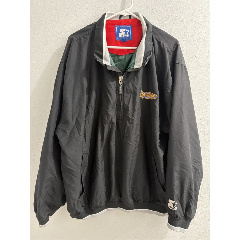 Vtg 90s Minnesota Vikings Starter Jacker quarter zip‎ XL